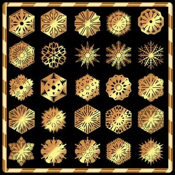 Snowflake silhouettes set 库存插图