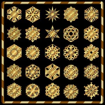 Snowflake silhouettes set Stock Illustration