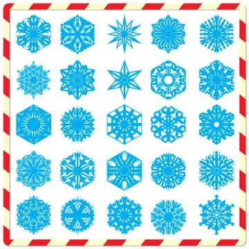Snowflake silhouettes set Illustrazione stock