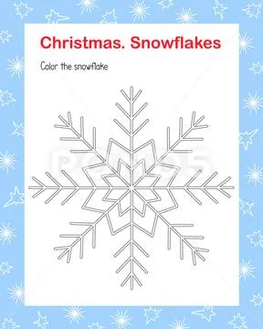 Snowflake simple outline cartoon coloring page vector illustration ...