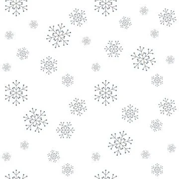 Snowflake simple seamless pattern. Black snow on white background. Abstract w Stock Illustration