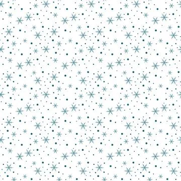 Snowflake simple seamless pattern. Black snow on white background. Abstract Stock Illustration
