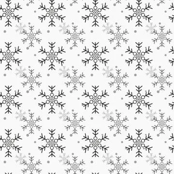 Snowflake simple seamless pattern. Blue snow on white background. Abstract wa Stock Illustration