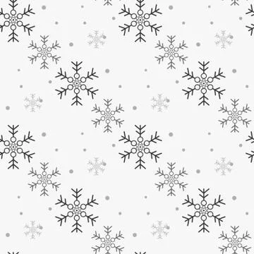Snowflake simple seamless pattern. Blue snow on white background. Abstract wa Stock Illustration
