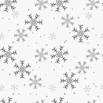Snowflake simple seamless pattern. Blue snow on white background. Abstract wa Stock Illustration