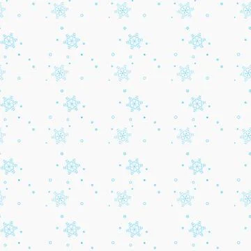 Snowflake simple seamless pattern. Blue snow on white background. Abstract wa Stock Illustration