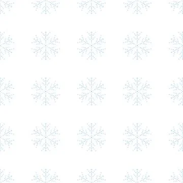 Snowflake simple seamless pattern. Blue snow on white background. Abstract wa Stock Illustration