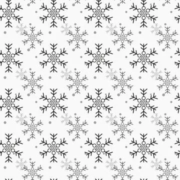 Snowflake simple seamless pattern. Blue snow on white background. Abstract .. Illustrazione stock