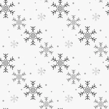Snowflake simple seamless pattern. Blue snow on white background. Abstract .. Stock Illustration