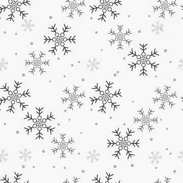 Snowflake simple seamless pattern. Blue snow on white background. Abstract .. Stock Illustration