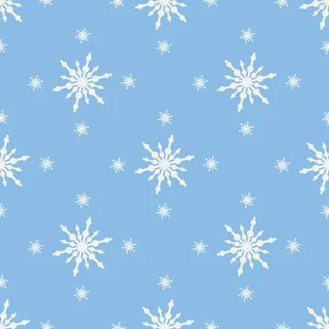 Snowflake simple seamless pattern. falling snow on the blue background - ve.. Illustrazione stock