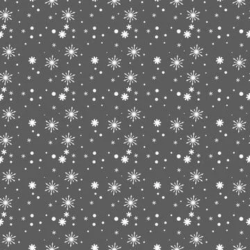 Snowflake simple seamless pattern. white snow on Black background. Abstract.. Stock Illustration