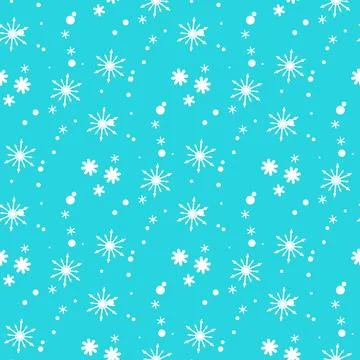 Snowflake simple seamless pattern. white snow on blue background. Abstract .. Illustrazione stock