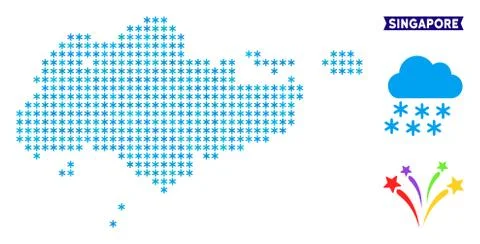 Snowflake Singapore Map Stock Illustration