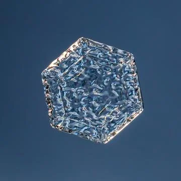 Snowflake on smooth gradient background. Macro photo of real snow crystal on Stock Photos