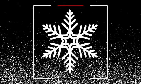 Snowflake with snow on a black background Stock Illustration