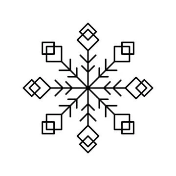 Snowflake for snow design and pattern. Black line Christmas element isolate.. Illustrazione stock