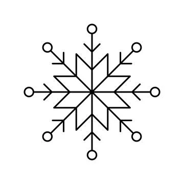 Snowflake for snow design and pattern. Black line Christmas element isolated  Illustrazione stock
