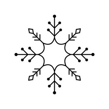 Snowflake for snow design and pattern. Black line Christmas element isolate.. Stock Illustration