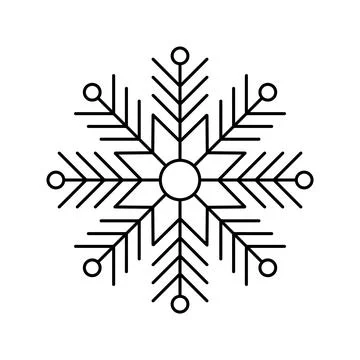 Snowflake for snow design and pattern. Black line Christmas element isolate.. Stock Illustration