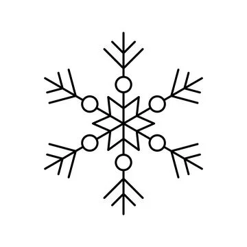 Snowflake for snow design and pattern. Black line Christmas element isolate.. Stock Illustration