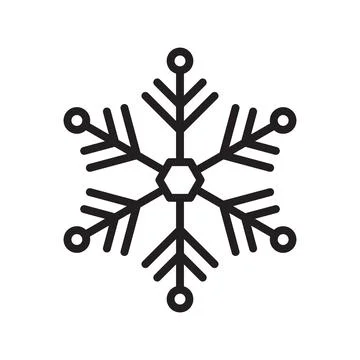 Snowflake for snow design and pattern. Black line Christmas element isolated  Stock Illustration