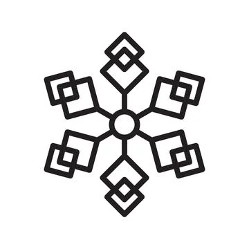 Snowflake for snow design and pattern. Black line Christmas element isolated  Stock Illustration