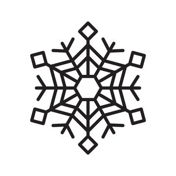 Snowflake for snow design and pattern. Black line Christmas element isolated  Stock Illustration