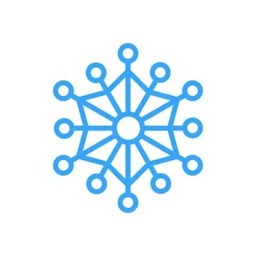 Snowflake for snow design and pattern. Black line Christmas element isolated  Stock Illustration