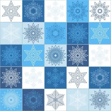 Snowflake on square background seamless pattern for textile. Vector illustrat 스톡 일러스트