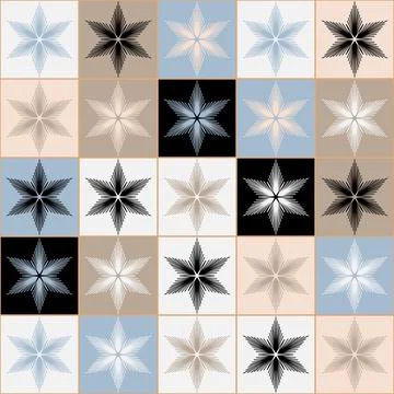 Snowflake on square background seamless pattern blue pink white contrast colo Stock Illustration