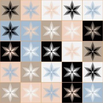 Snowflake on square background seamless pattern blue pink white contrast colo Stock Illustration