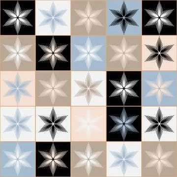 Snowflake on square background seamless pattern blue pink white contrast colo Stock Illustration