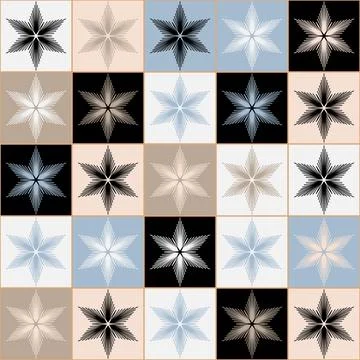 Snowflake on square background seamless pattern blue pink white contrast colo Stock Illustration