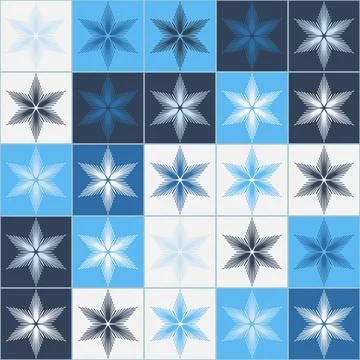 Snowflake on square blue background seamless pattern. Vector illustration c.. Stockillustratie