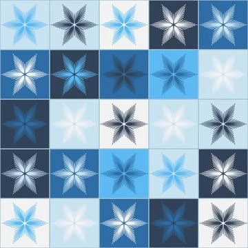 Snowflake on square blue background seamless pattern for textile. Vector illu イラスト素材