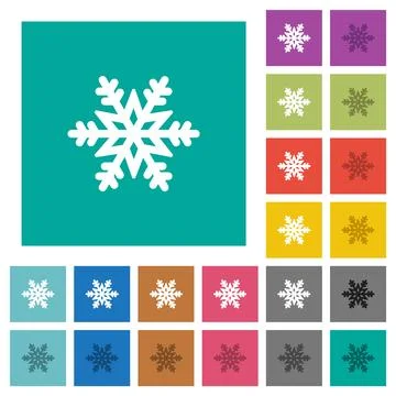 Snowflake square flat multi colored icons Stock Illustration