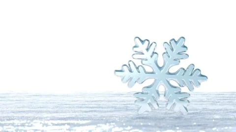 Snowflake standing on a fresh snow Stock Illustration