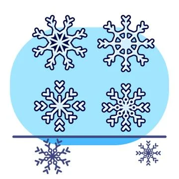 Snowflake sticker set on white isolated backdrop Stock Illustration