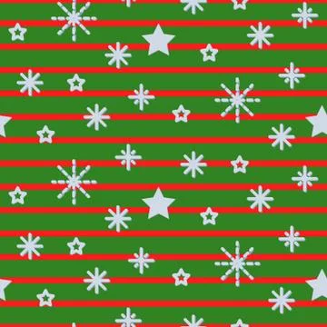 Snowflake striped green seamless vector pattern. Stockillustratie