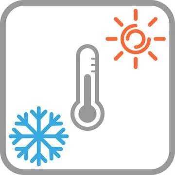 Snowflake, Sun, Thermometer, Temperature, Logo Stock Illustration