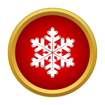 Snowflake symbol inside a red circle with gold border Stock Illustration