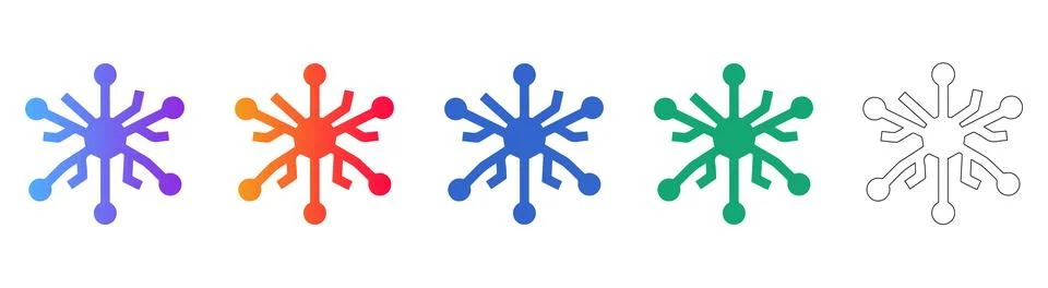 Snowflake Technology Icons Set Stock Illustration