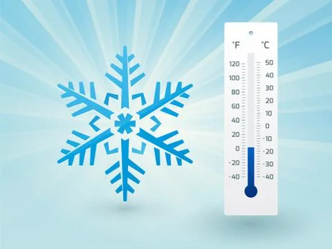 Snowflake with a thermometer on frost Stock Illustration