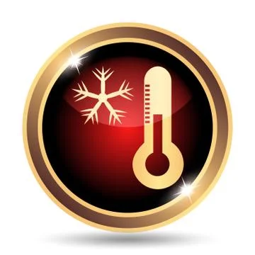 Snowflake with thermometer icon. Internet button on white background.. Stock Illustration
