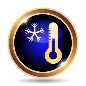 Snowflake with thermometer icon. Internet button on white background.. Stock Illustration