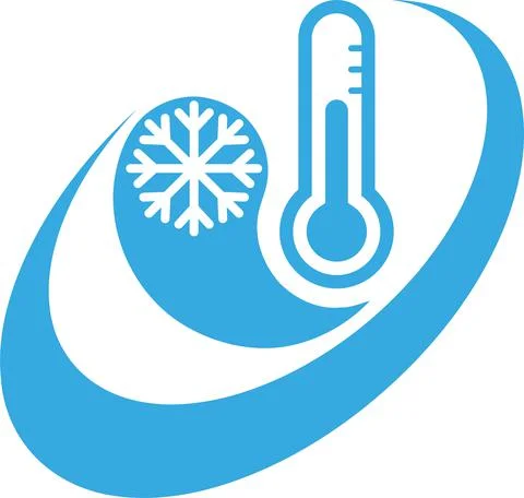 Snowflake, thermometer, temperature, air conditioning, logo Stock Illustration