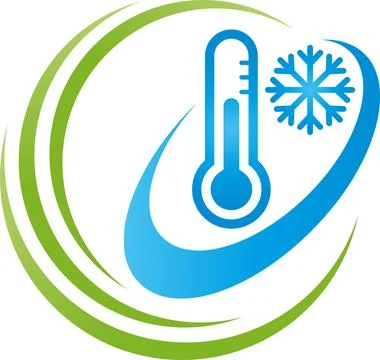 Snowflake, thermometer, temperature, sun, air conditioner, background, logo Stock Illustration