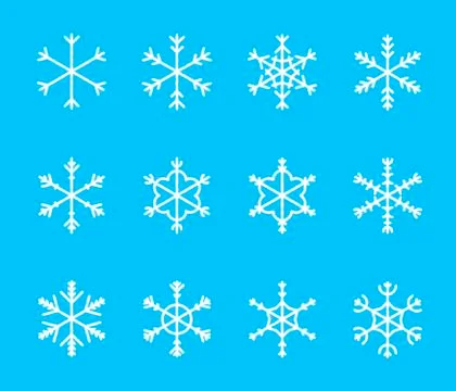 Snowflake thin line icons set. Outline web sign kit of snow. Winter linear ic 스톡 일러스트