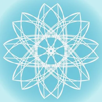 Snowflake vector abstract flower shape on blue winter gradient background Stock Illustration